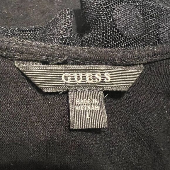 Guess Sheer Overlay Polka Dot Blouse Size Large - Picture 4 of 6